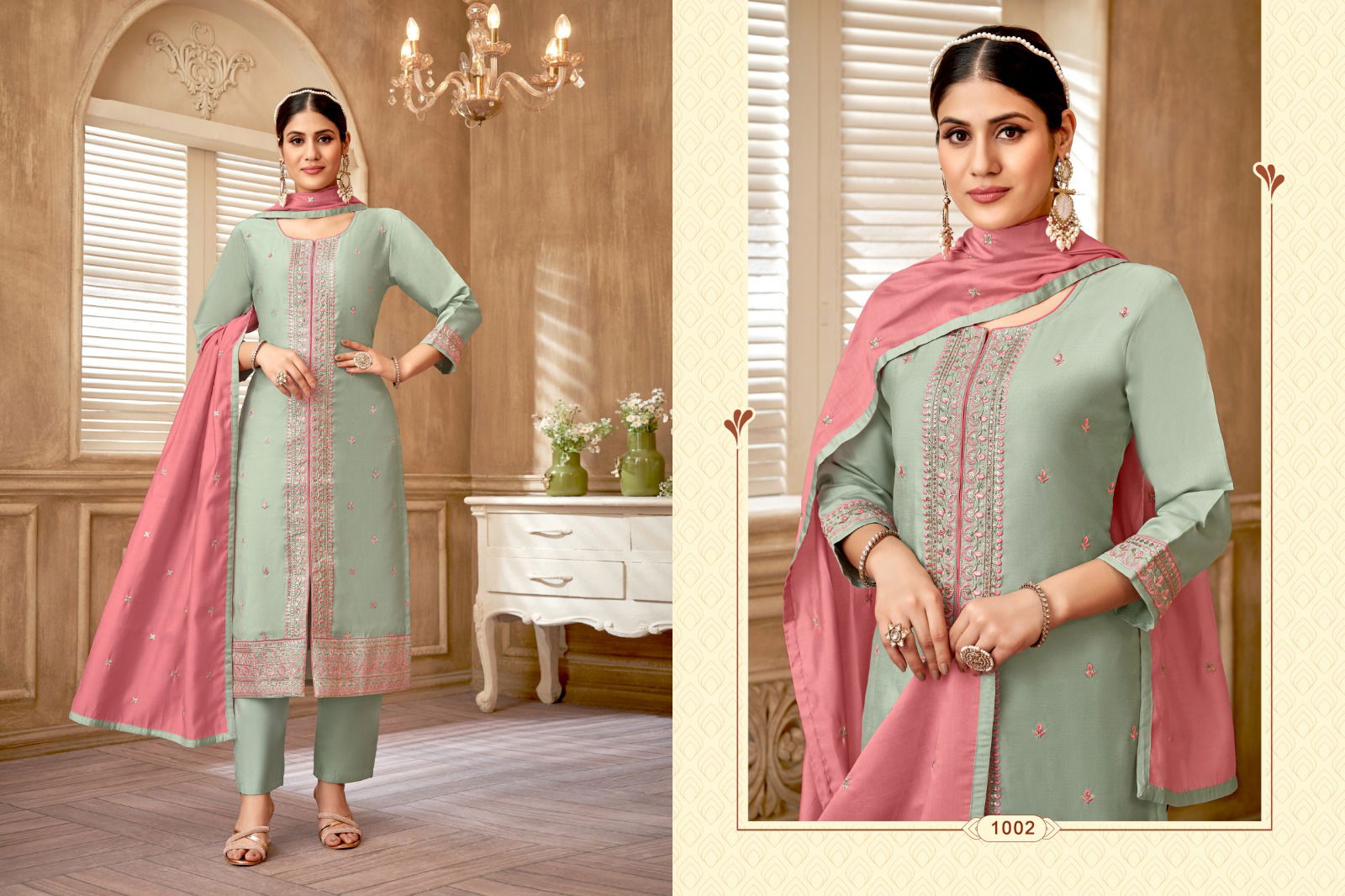 Daisy By Kf Roman Silk Embroidery Kurti With Bottom Dupatta Wholesale Price In Surat